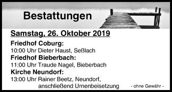 Anzeige von Bestattungen vom 26.10.2019 von MGO