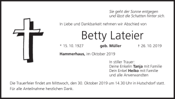 Anzeige von Betty Lateier von MGO