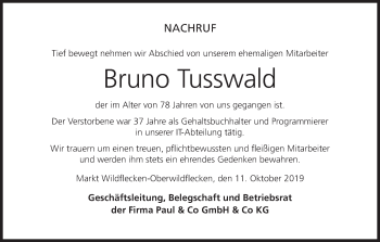 Anzeige von Bruno Tusswald von MGO