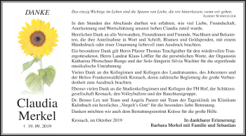 Anzeige von Claudia Merkel von MGO