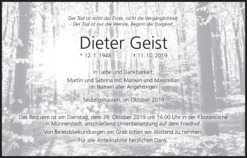 Anzeige von Dieter Geist von MGO