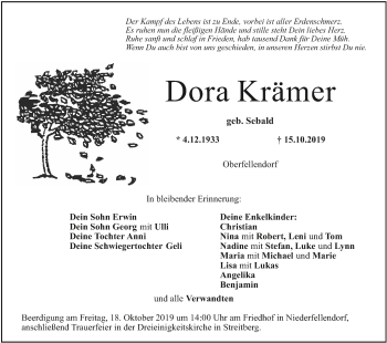 Anzeige von Dora Krämer von MGO