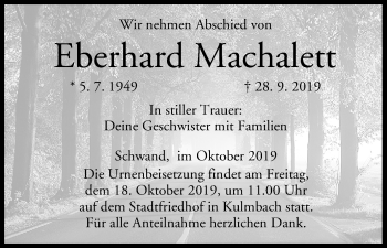 Anzeige von Eberhard Machalett von MGO