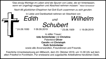 Anzeige von Edith  Schubert von MGO