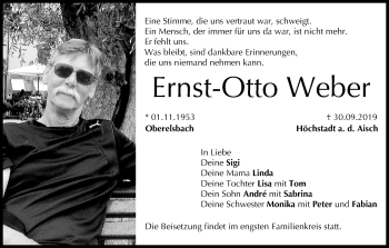 Anzeige von Ernst-Otto Weber von MGO