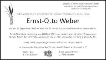 Anzeige von Ernst-Otto Weber von MGO