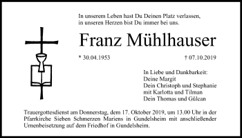 Anzeige von Franz Mühlhauser von MGO