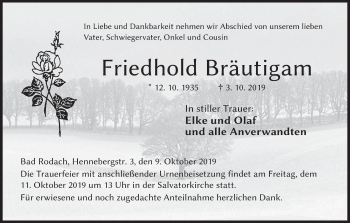 Anzeige von Friedhold Bräutigam von MGO