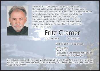 Anzeige von Fritz Cramer von MGO