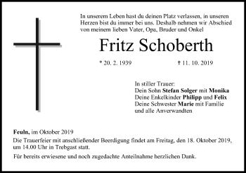 Anzeige von Fritz Schoberth von MGO