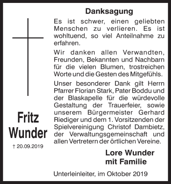 Anzeige von Fritz Wunder von MGO