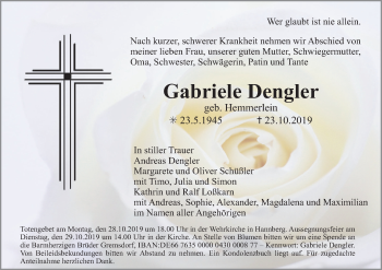 Anzeige von Gabriele Dengler von MGO