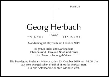 Anzeige von Georg Herbach von MGO
