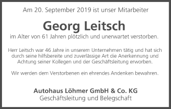 Anzeige von Georg Leitsch von MGO