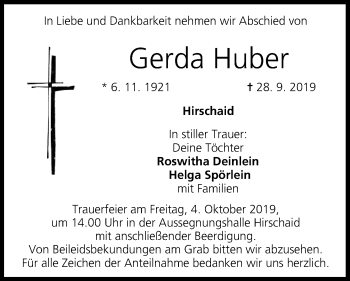 Anzeige von Gerda Huber von MGO