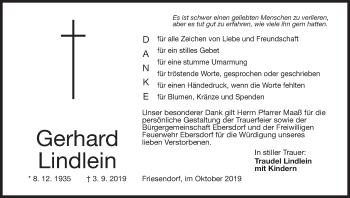 Anzeige von Gerhard Lindlein von MGO