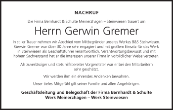 Anzeige von Gerwin Gremer von MGO