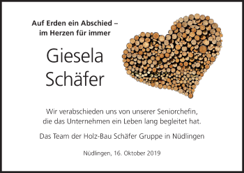 Anzeige von Giesela Schäfer von MGO