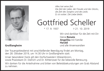 Anzeige von Gottfried Scheller von MGO