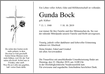 Anzeige von Gunda Bock von MGO