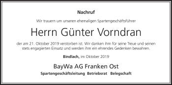Anzeige von Günter Vorndran von MGO