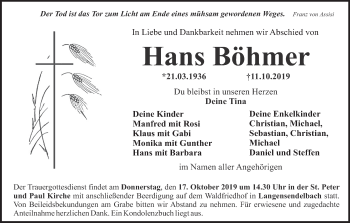 Anzeige von Hans Böhmer von MGO