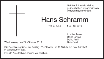 Anzeige von Hans Schramm von MGO