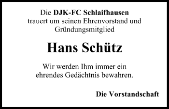 Anzeige von Hans Schütz von MGO