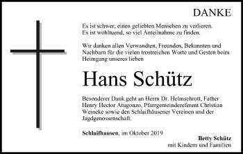 Anzeige von Hans Schütz von MGO