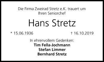 Anzeige von Hans Stretz von MGO