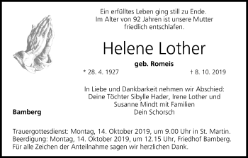 Anzeige von Helene Lother von MGO