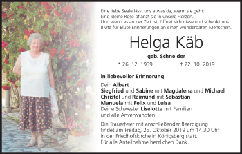 Anzeige von Helga Käb von MGO