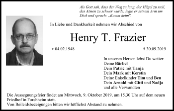Anzeige von Henry T. Frazier von MGO