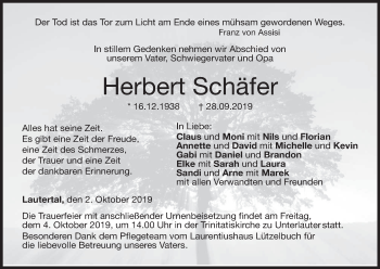 Anzeige von Herbert Schäfer von MGO