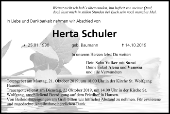 Anzeige von Herta Schuler von MGO