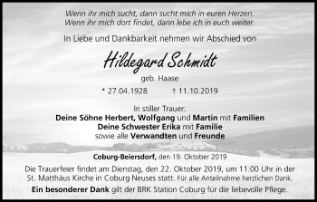 Anzeige von Hildegard Schmidt von MGO