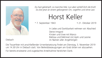 Anzeige von Horst Keller von MGO