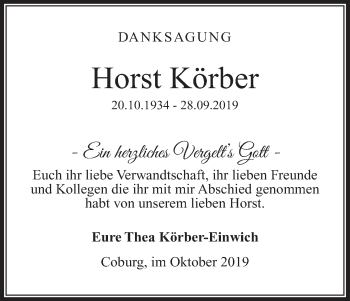 Anzeige von Horst Körber von MGO