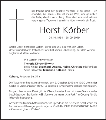 Anzeige von Horst Körber von MGO