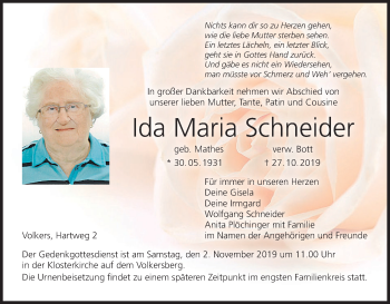 Anzeige von Ida Maria Schneider von MGO