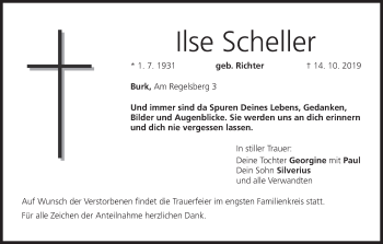 Anzeige von Ilse Scheller von MGO