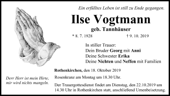 Anzeige von Ilse Vogtmann von MGO