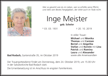Anzeige von Inge Meister von MGO