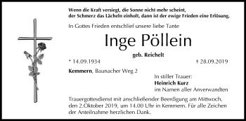 Anzeige von Inge Pöllein von MGO