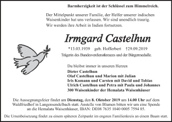 Anzeige von Irmgard Castelhun von MGO