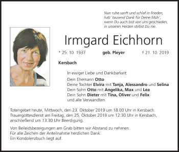 Anzeige von Irmgard Eichhorn von MGO