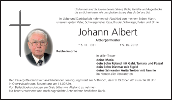 Anzeige von Johann Albert von MGO