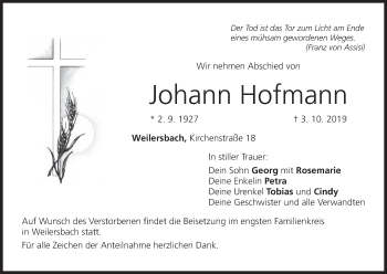 Anzeige von Johann Hofmann von MGO