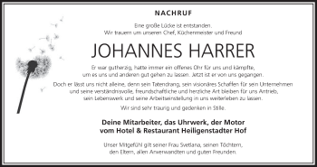 Anzeige von Johannes Harrer von MGO