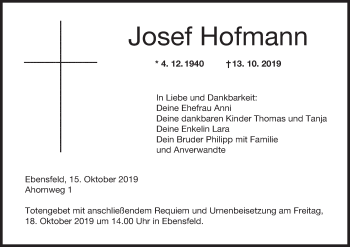 Anzeige von Josef Hofmann von MGO